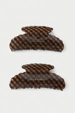 Loeffler Randall Yuri Scallop Clip Set in Brown/Black Check