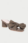 Loeffler Randall Emilia Pleated Knot Mule in Brown/Black Checker