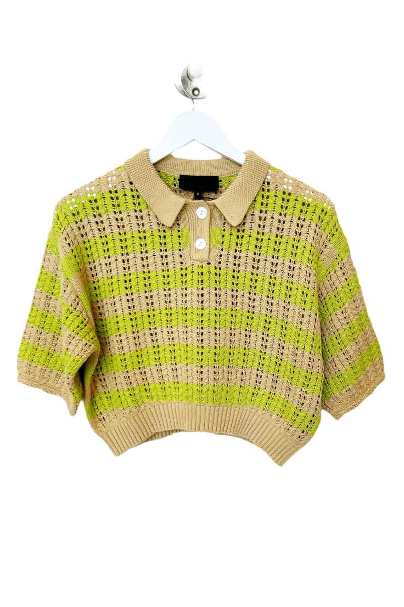 NO.6 Porto Polo Cotton Knit in Lime Stone