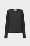 Silk Laundry Mesh Long Sleeve Top in Black