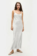 Silk Laundry 1996 Silk Dress in White/Grey Grid