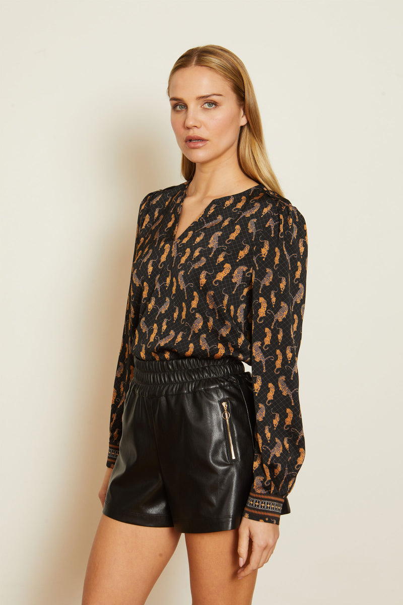 Caballero Arlette Stamped Leopard Top