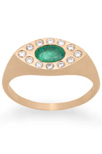 Valley Rose Rhea 14k Gold, Emerald and Diamond Signet Ring