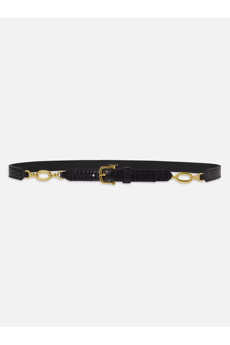 Frame Jewelry Detail Belt in Espresso Croc