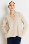 Not Shy V-Neck Frankien Beige Cashmere Sweater