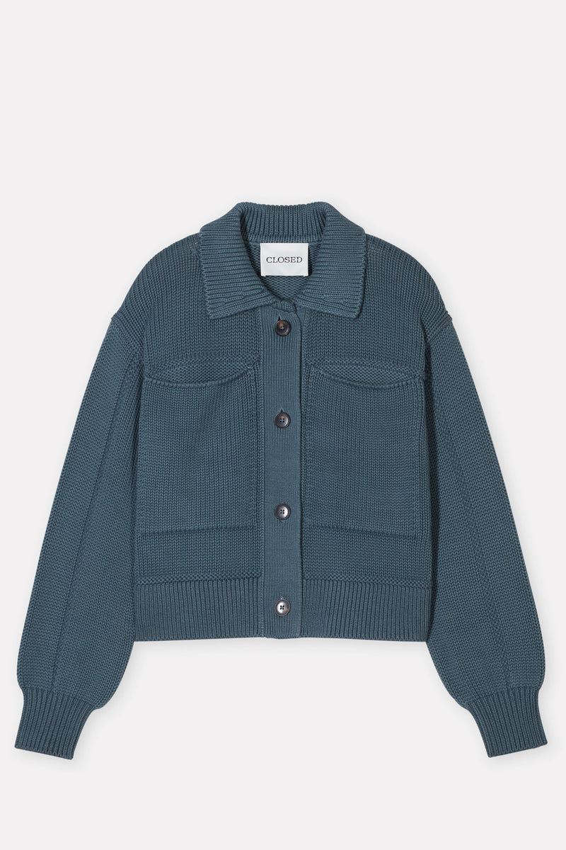 Closed Cargo Cardigan in Graphite Blue