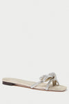 Loeffler Randall Hadley Leather Bow Flat Sandal in Cappuccino