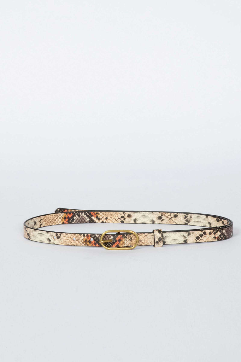 Rachel Comey Claud Belt in Multi Brown Leather Snake Print