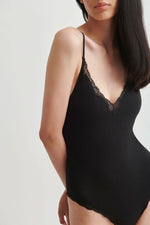 Skin Giulietta Bodysuit with Lace in Black