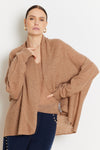 Not Shy Open Cardigan in Camel Chine