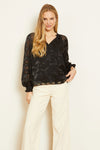 Caballero Miki Black Geo Burnout Top