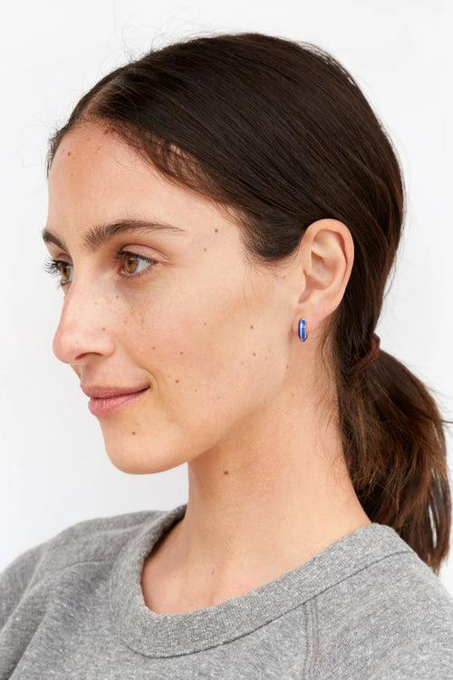 Clare Vivier Le Huggie Earrings in Bright Cobalt