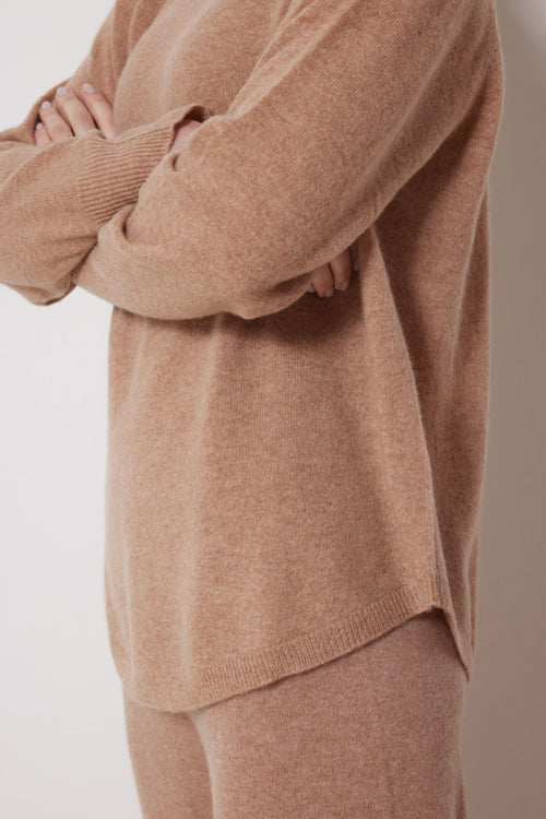 Not Shy Pull Over Cashmere Sweater in Safari