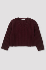 Micaela Greg Cropped Rib Pullover in Plum