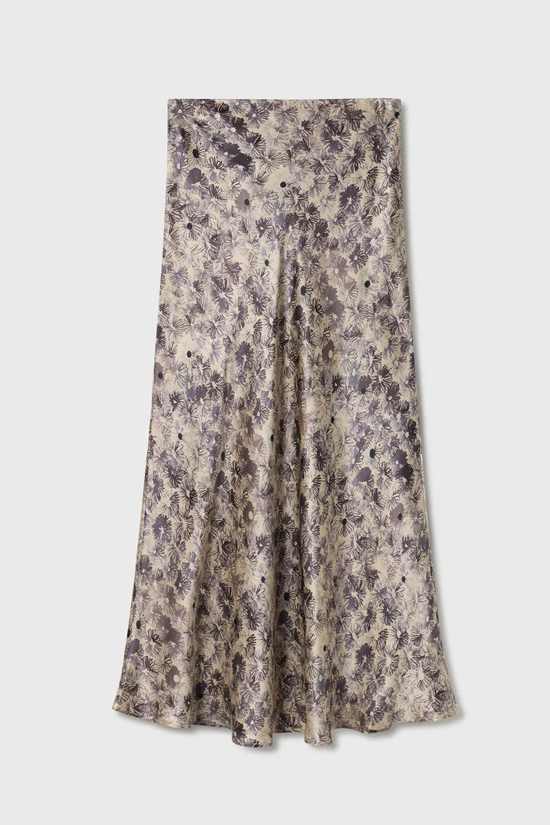 Silk Laundry Long Bias Cut Skirt Aster Floral