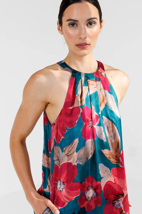 Go Silk Go Draped Over Halter Dress in South Pacific