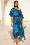 Misa Martina Dress in Cobalt Palms Mix