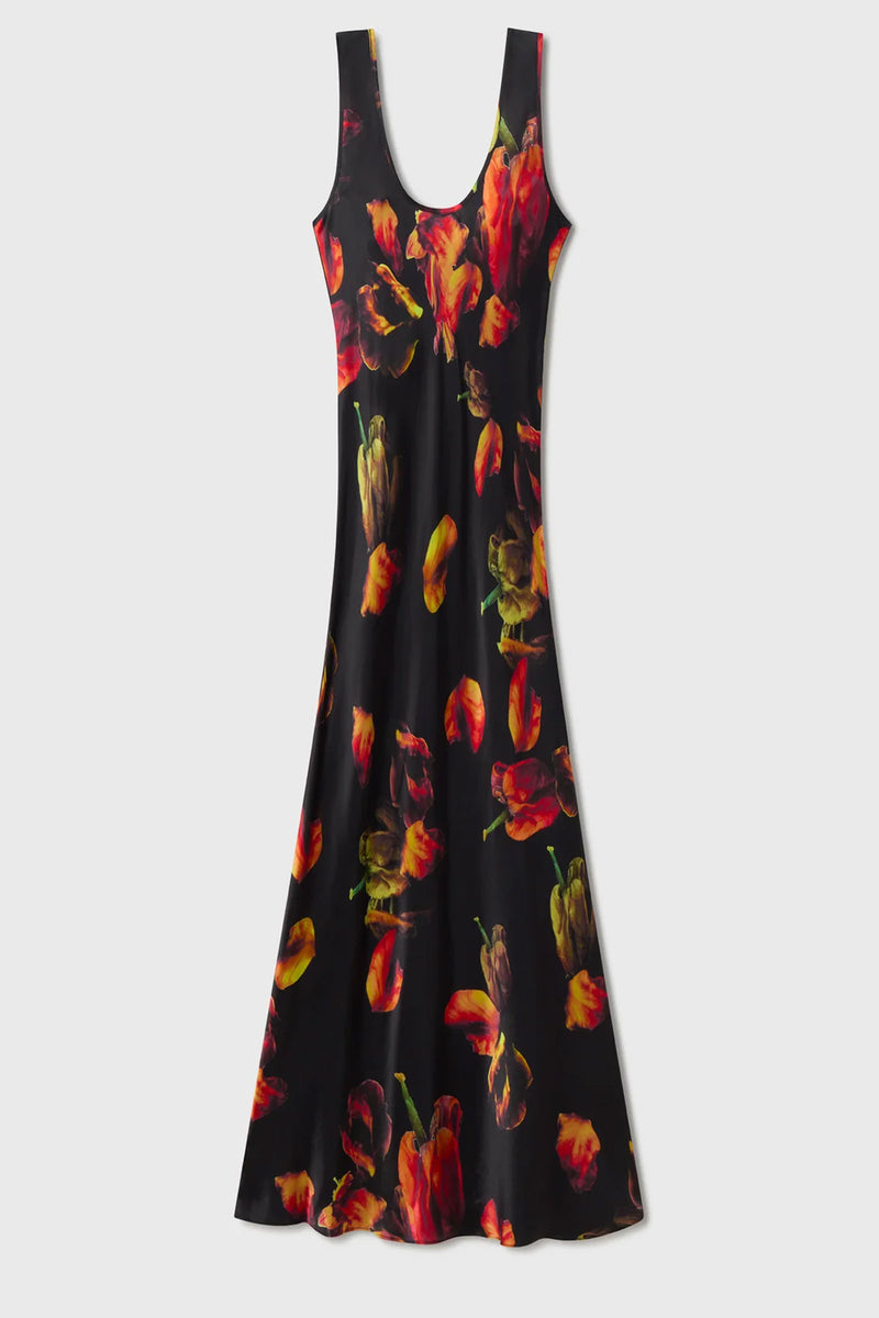 Silk Laundry Scoop Neck Dress Tulipa Black