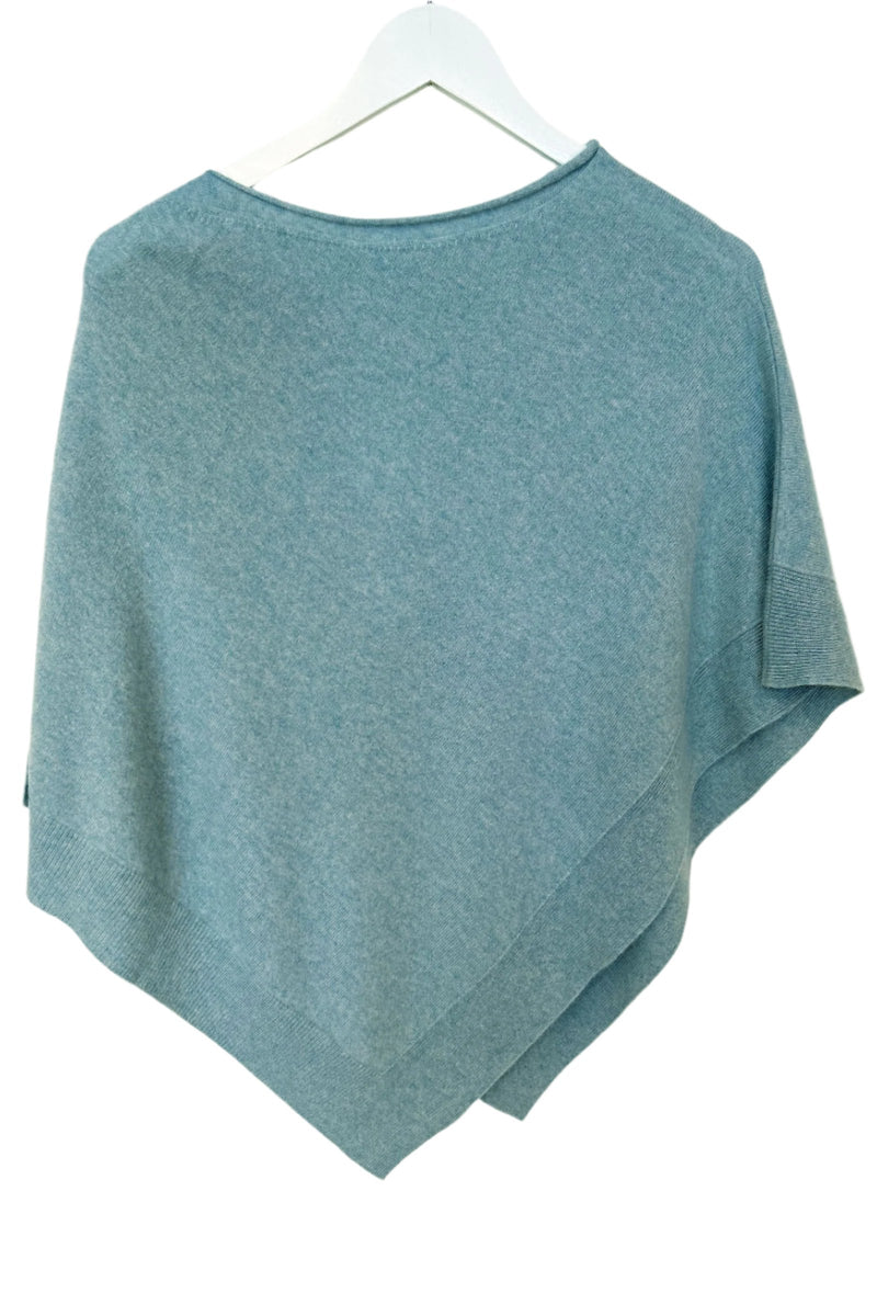 Not Shy Cashmere Poncho Cape in Light Blue