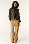 Ba&sh Milos Leather Jacket in Marron