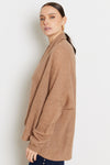 Not Shy Open Cardigan in Camel Chine