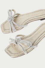 Loeffler Randall Hadley Leather Bow Flat Sandal in Cappuccino