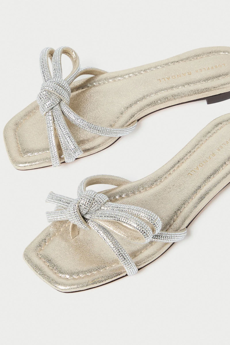 Loeffler Randall Hadley Leather Bow Flat Sandal in Cappuccino