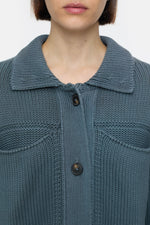 Closed Cargo Cardigan in Graphite Blue