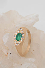 Valley Rose Rhea 14k Gold, Emerald and Diamond Signet Ring