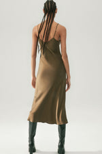 Silk Laundry 90s Slip Dress in Dark Earth