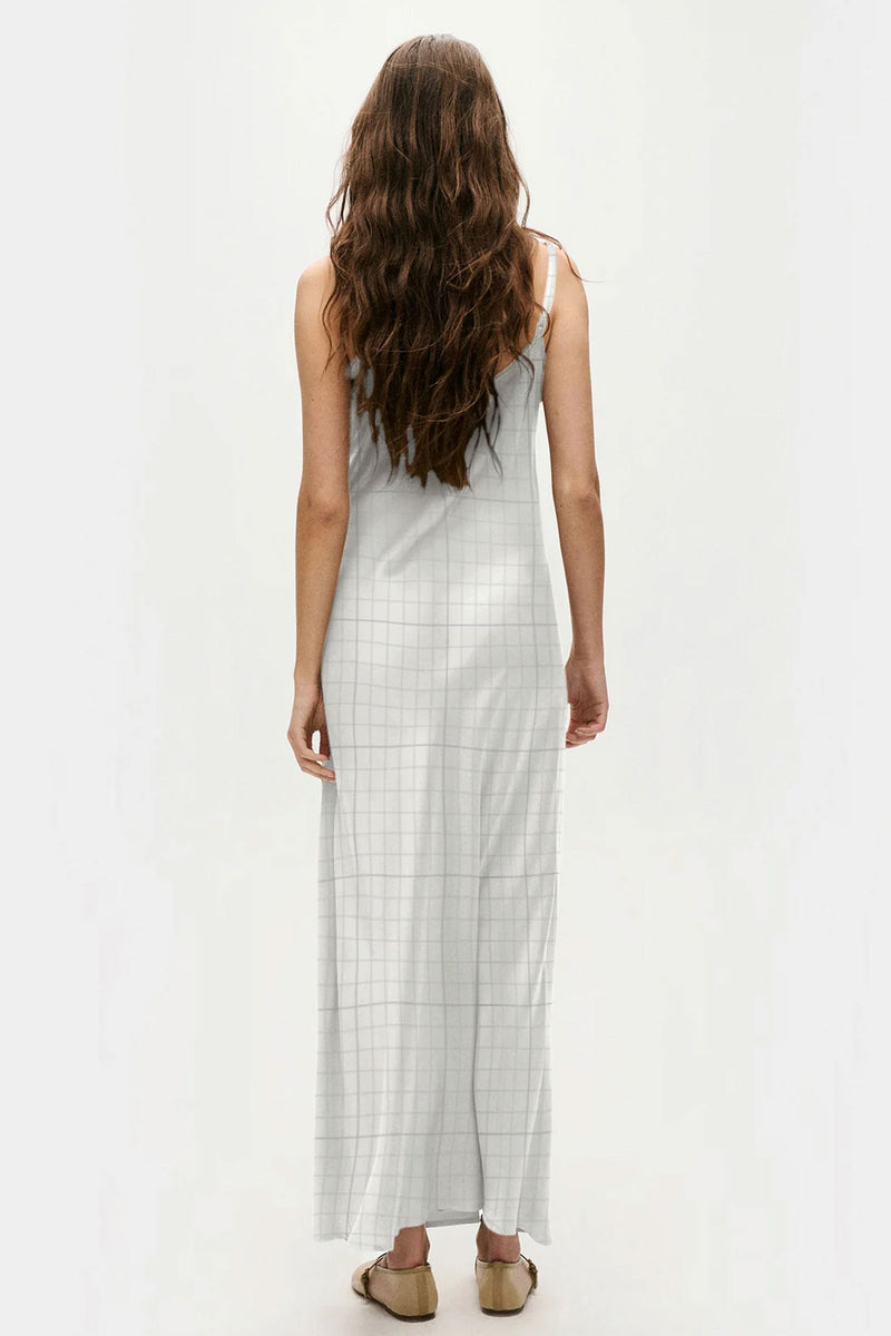 Silk Laundry 1996 Silk Dress in White/Grey Grid