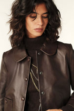 Ba&sh Milos Leather Jacket in Marron