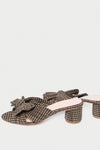 Loeffler Randall Emilia Pleated Knot Mule in Brown/Black Checker