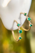 Valley Rose Emerald and 14k Gold Orion Belt Hoops