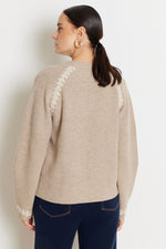 Not Shy Pullover Sweater in Beige and Ivory