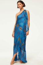 Misa Zephyr Dress in Cobalt Palms Mix