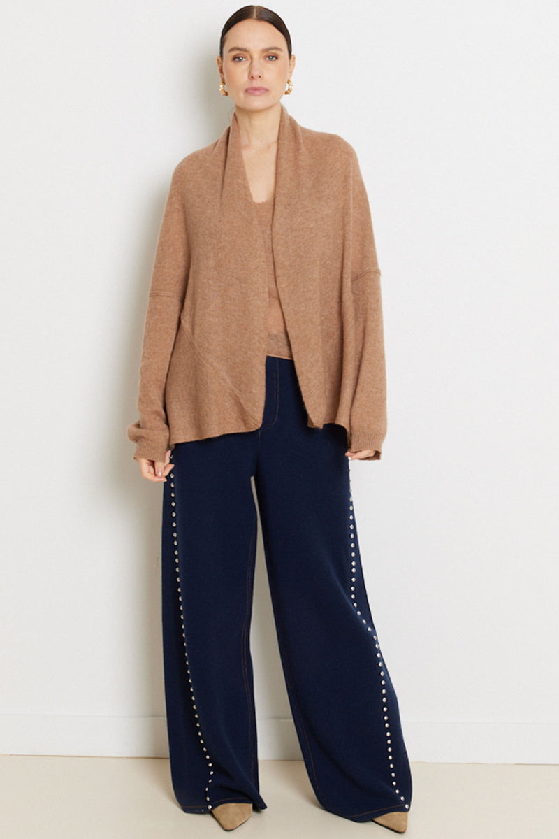 Not Shy Open Cardigan in Camel Chine