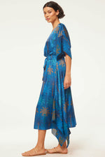 Misa Martina Dress in Cobalt Palms Mix