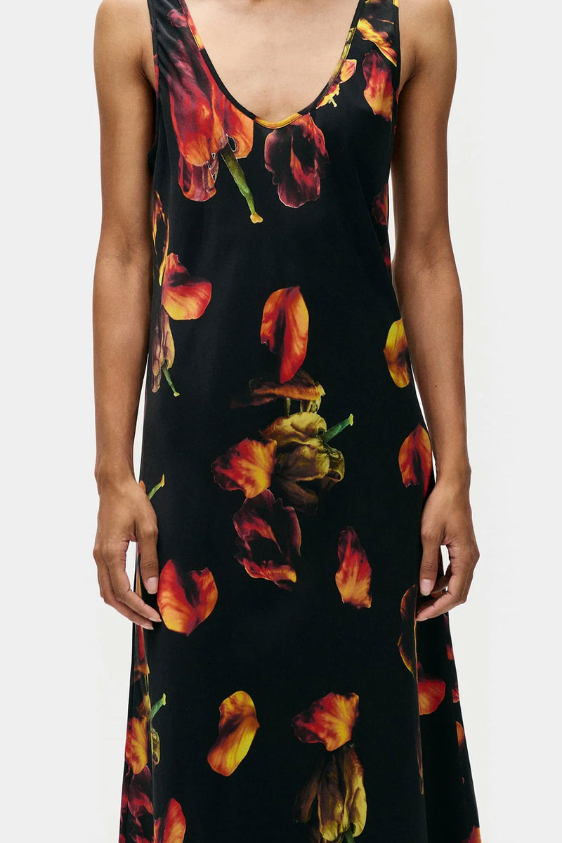 Silk Laundry Scoop Neck Dress Tulipa Black