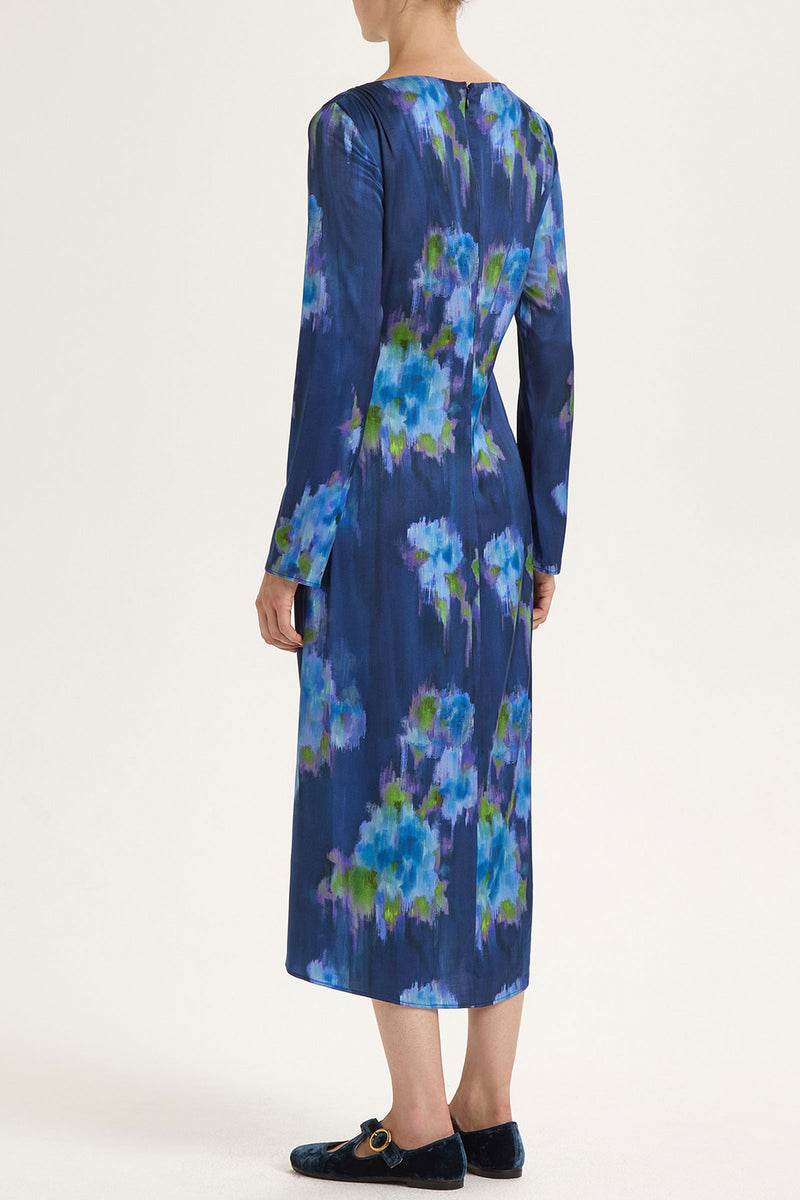 Maliparmi Silky Bouquet Dress in Blue and Periwinkle