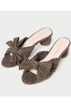 Loeffler Randall Emilia Pleated Knot Mule in Brown/Black Checker