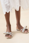 Loeffler Randall Hadley Leather Bow Flat Sandal in Cappuccino