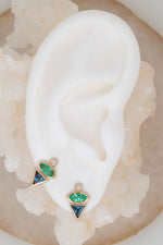 Valley Rose 14K Gold Hilma Diamond Stud, Sapphire and Emerald Earrings