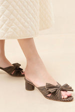 Loeffler Randall Emilia Pleated Knot Mule in Brown/Black Checker