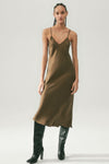 Silk Laundry 90s Slip Dress in Dark Earth