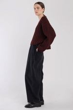 Micaela Greg Cropped Rib Pullover in Plum