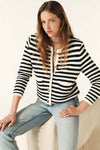 BA&SH Gaspard Cardigan in Navy and Ecru