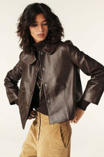 Ba&sh Milos Leather Jacket in Marron