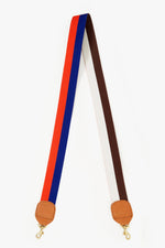 Clare V Crossbody Strap in Multi Two-Tone Reversible Red/Navy Cream/Brown