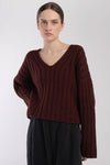 Micaela Greg Cropped Rib Pullover in Plum